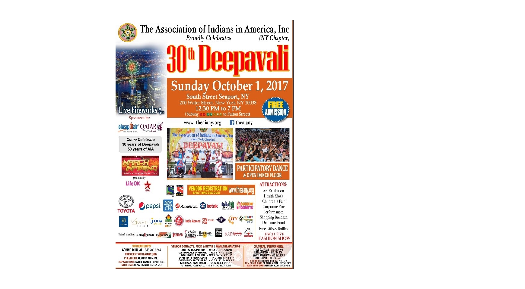 30th Deepavali 2017 at South Street Seaport Buy Tickets Online | New York , Sun , 2017-10-01 | ThisisShow